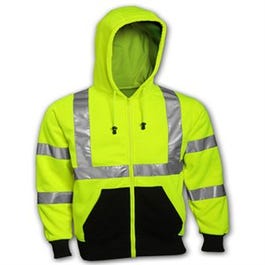 Hi-Viz Hooded Sweatshirt, ANSI/ISEA 107 Class III, Yellow/Green, Large