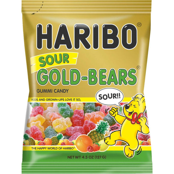 Haribo Gold-Bears Assorted Sour Fruit Flavor 4.5 Oz. Candy